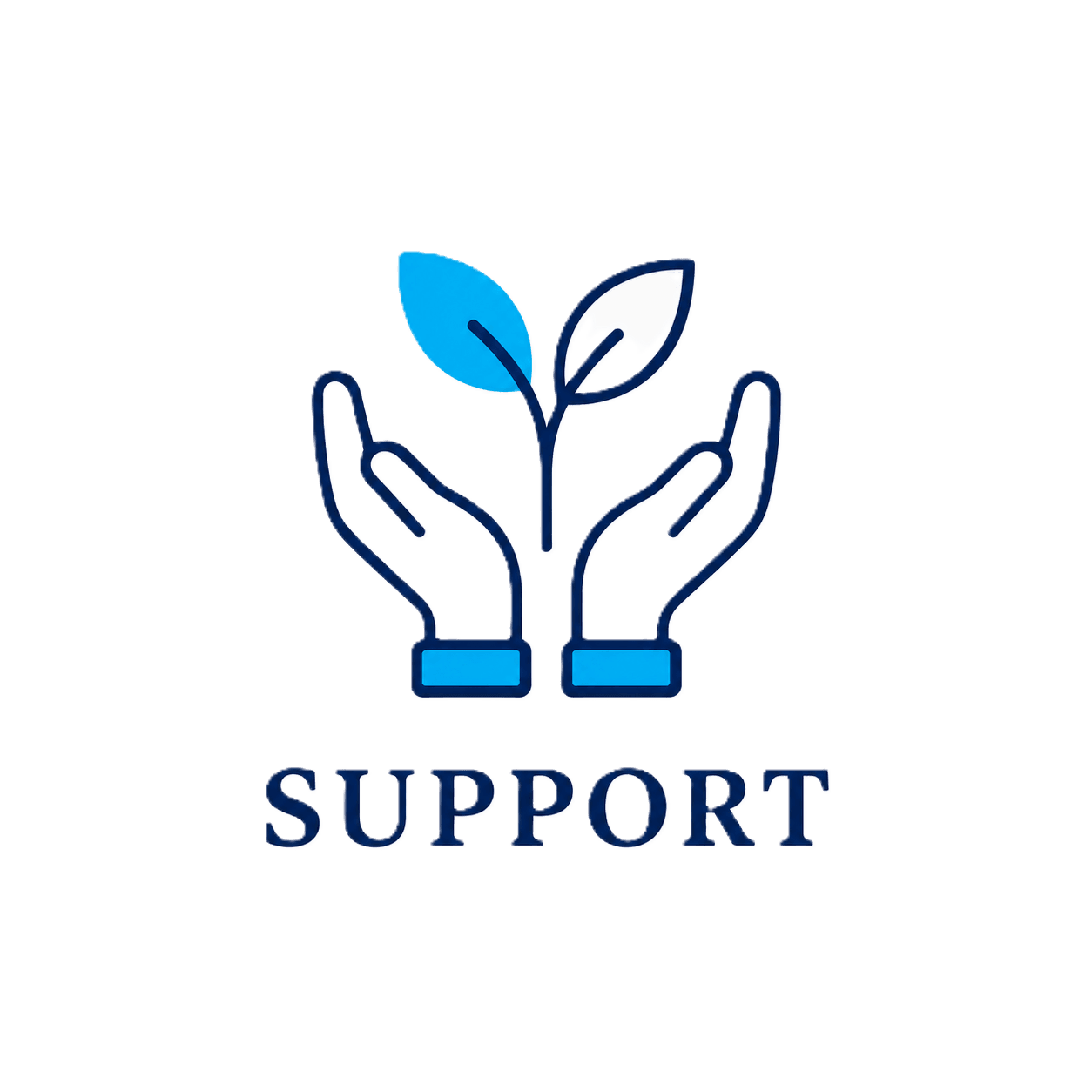 Support — hands cupping a growing seedling