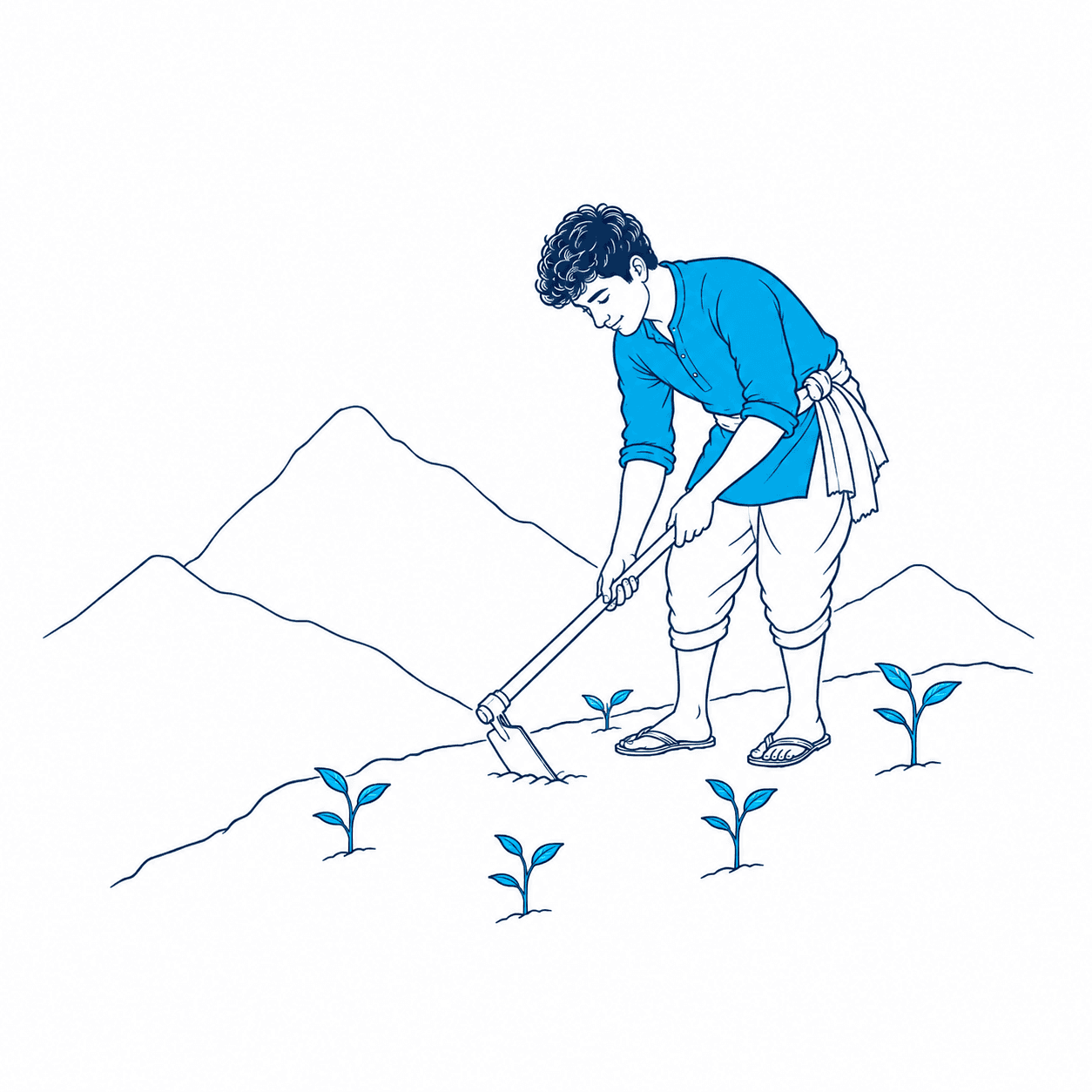 Illustration — terraced fields high in the mountains