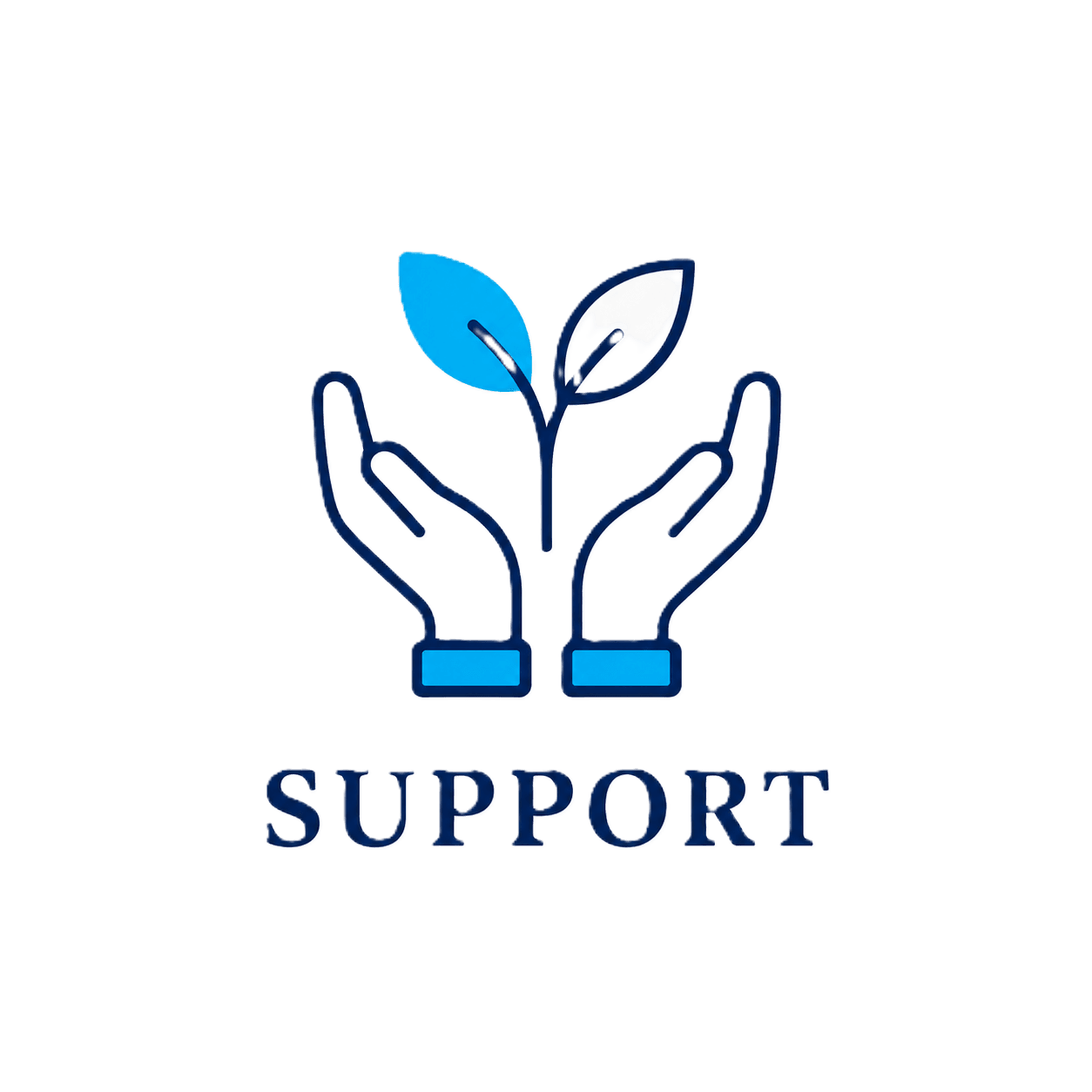 Support — hands cupping a growing seedling
